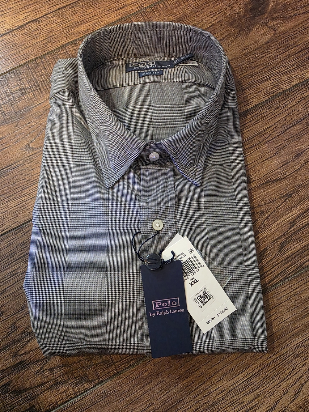 Ralph Lauren Grey Plaid Dress Shirt - Glen Check NWT  XXL